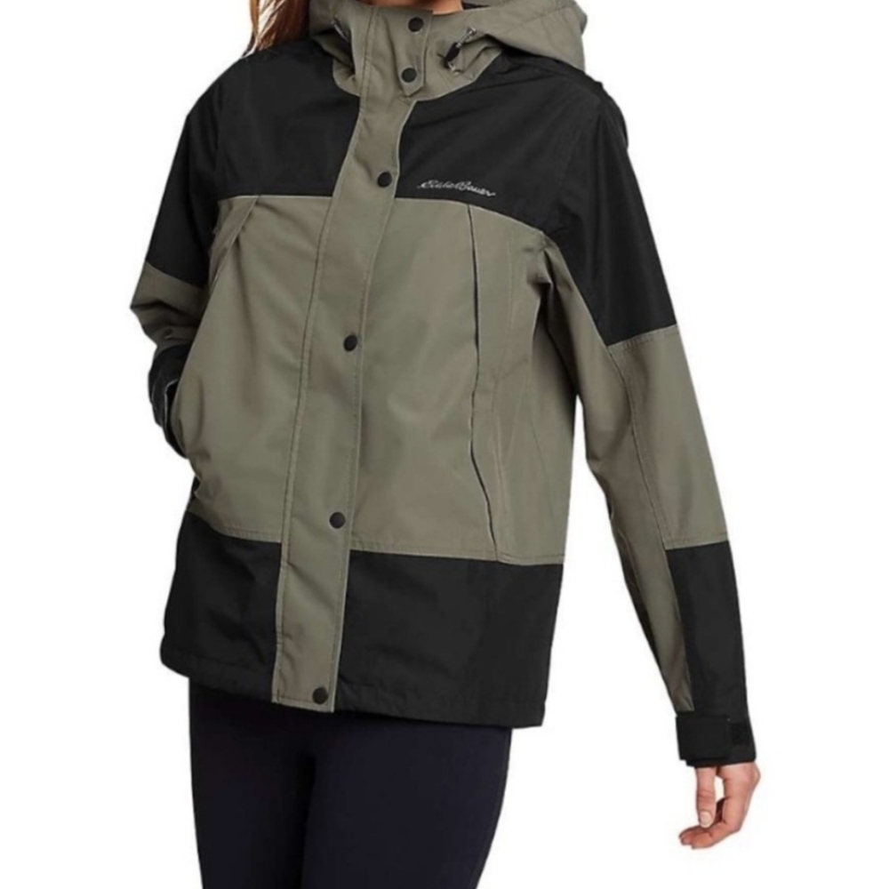 Eddie Bauer Women's Black and Green Rain Jacket - Picture 1 of 5